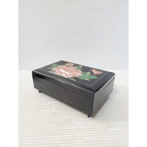 Otagiri Lacquerware Jewelry Music Box Pale black Kimiko Ikeda Victorian